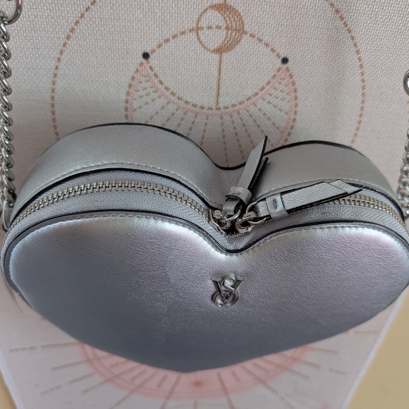 Victoria's Secret Metallic Silver Heart Crossbody Bag - Picture 4 of 5